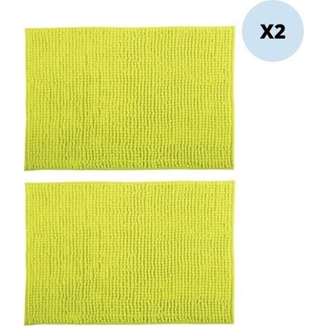 Lot de 2 tapis de bain CHENILLE 40x60 Vert Pistache MSV