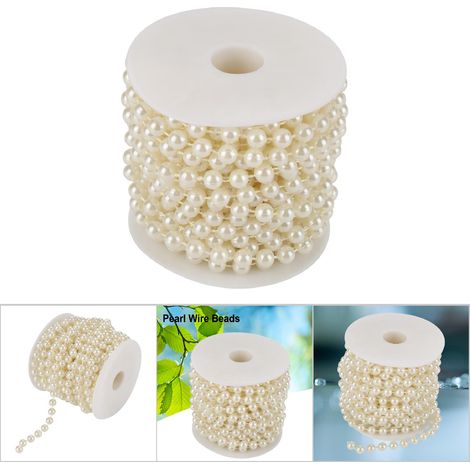 Rouleau de 10m de Perles en Fil Perlé 8mm (Beige) pour Décoration DIY et Mariage (1/5)