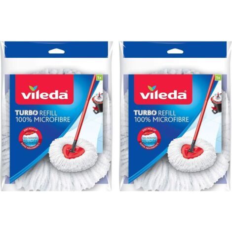 Vileda Tête de Balai à serpillère, en Microfibre, Microfibre, Blanc, Twin Pack