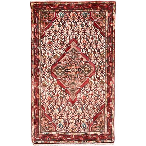 Tapis d'orient 83 x 142 cm, oriental, rouge, crème et marron, laine naturelle, noué à la main, fabriqué en Iran, artisanal (1/5)