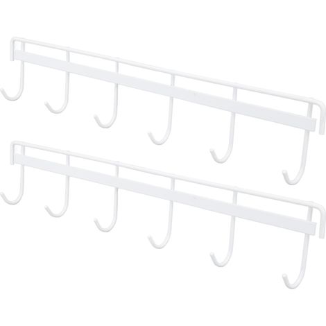 2-teiliger Wandhaken aus Edelstahl mit 6 Haken für Kleidung, Handtücher, Hüte, 6 Haken, 2 weiße (1/5)