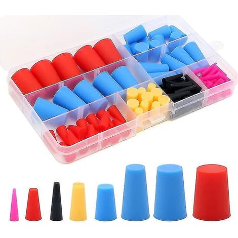BelleRise - Bouchons coniques en caoutchouc silicone - 110 pièces - Bouchons en caoutchouc résistant aux hautes températures pour trous (1/5)
