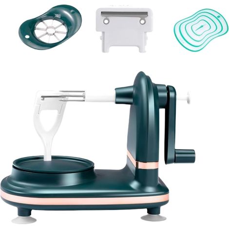 Éplucheur Automatique Amélioré pour Pommes & Poires – Outil de Cuisine Rotatif Manuel, Coupe-pommes et Corer en Un, Stable et Pratique (Couleur Vert Foncé) (1/5)