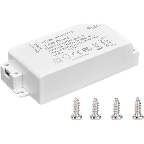 Transformateur de lumière LED 30W DC 24V 1.25A, alimentation à tension constante AC 100‑240V, accessoires d\'éclairage pour bande LED
