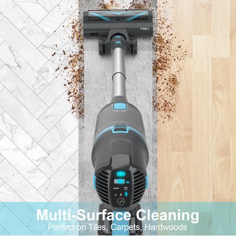 Aspirapolvere a Bastone Cordless UMLo V11 Blu e Grigio con Motore 300W, Batteria 4000mAh e Filtrazione HEPA (1/5)