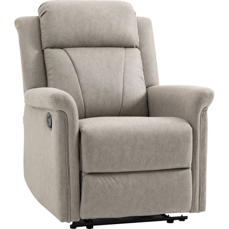 Poltrona Reclinabile Manualmente 135° con Poggiapiedi, Poggiatesta e Braccioli Imbottiti, 78x96x102 cm, Grigio
