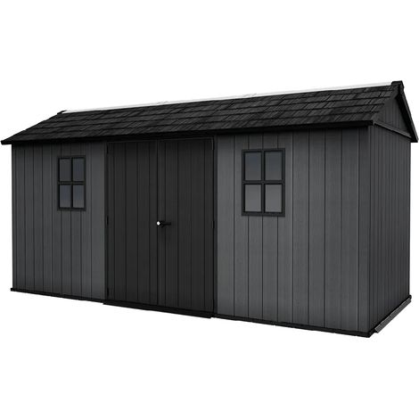 Keter Newton 1575 Gartenhaus - 230x476x246cm - Grau - natürlicher Holzlook (1/5)