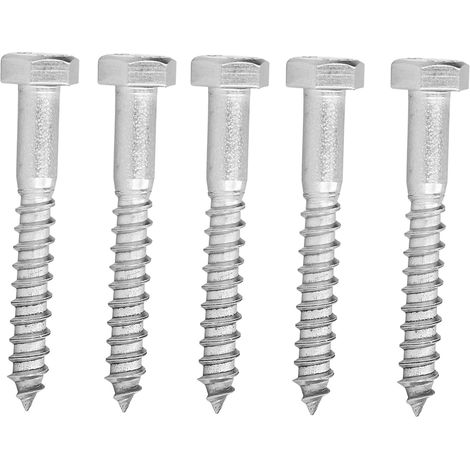 Vis à bois hexagonale filetage partiel M8x60mm, tirefond acier inoxydable 304, vis autoforeuse pour bois, lot de fixation robuste (1/5)