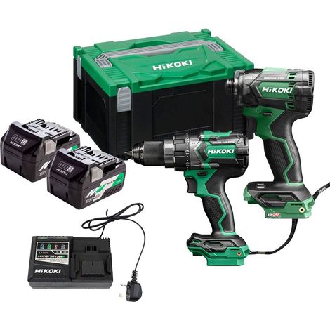 HIKOKI 18v Twin Pack DV18DC Combi Drill & WR18DH Wrench Inc 2x 5.0Ah Batts - KC18DCJCZ (1/2)