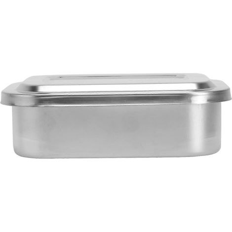 Instrumententablett mit Deckel, chirurgisches Tablett, Behälter, Edelstahltablett, 6 Zoll-15X10CM-Silver (1/3)