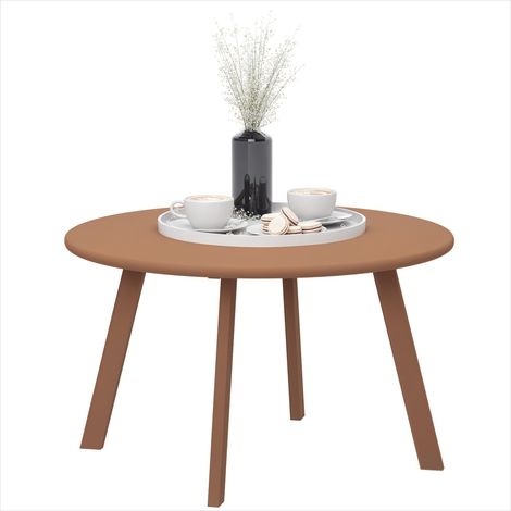 Table de jardin Métal enduit de poudre table basse ronde orange (1/5)