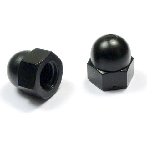 Écrou cylindrique plastique borgne noir M6 – Protection isolante – Résistant à la corrosion et aux agents chimiques – Pour environnements humides – Ajile (1/2)