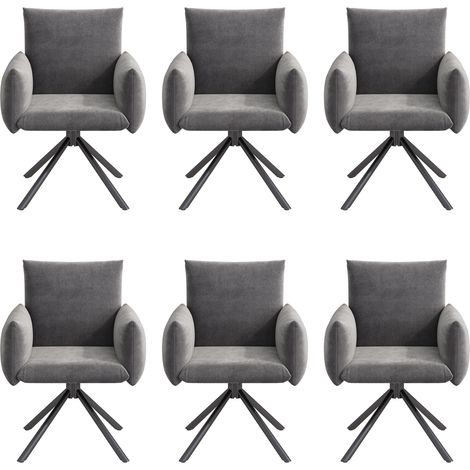 GagaLot de 6 chaises de salle à manger pivotantes en velours gris (1/5)