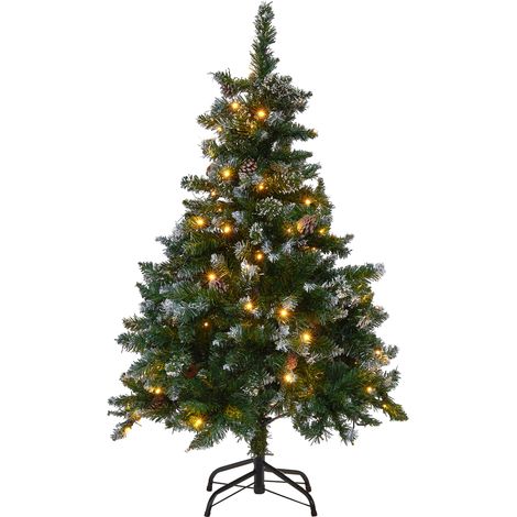 Árbol de Navidad artificial verde con luces LED incorporadas 120 cm ramas heladas sintéticas conos de pino Palomar (1/5)