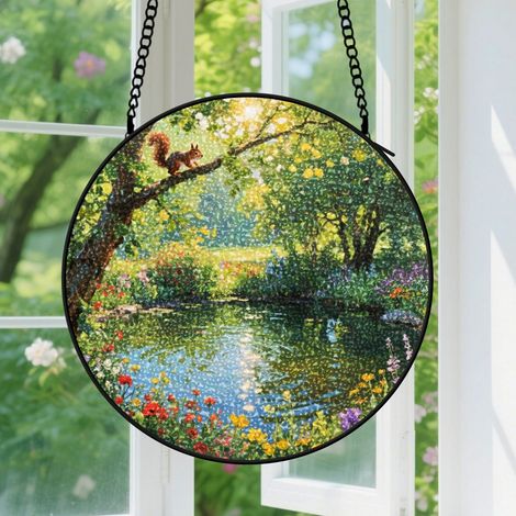Suspension en vitrail, attrape-soleil coloré unique, décoration porte fenêtre, cadeau Noël, Anniversaire pour femme, homme, collègue 30 cm (1/5)