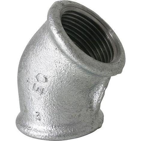 Hermann Schmidt Temperguss angle DN 25, 2000 &quot, filetage intérieur 45 degrés, galvanisé (1/3)