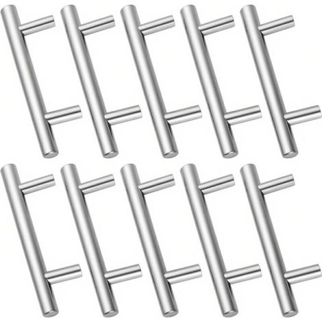 Lot de 10 Poignee de Meuble Cuisine,Poignee Meuble Poignee Porte Cuisine Acier Inoxydable Poignée Tiroir Entraxe 64mm Poignée Placard Cuisine,Surface Brossée