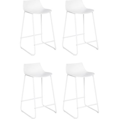 Atmosphera – Lot de 4 tabourets de bar 82cm – Assise 66cm en polypropylène et fer – Repose-pieds à 19cm – Blanc moderne pour cuisine et bar (1/5)