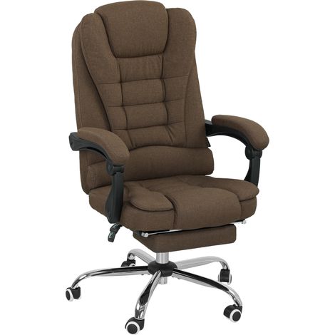Fauteuil de bureau réglable dossier inclinable repose-pied rembourré marron