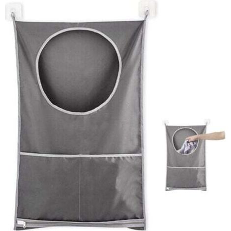 Large Capacity Laundry Basket Storage Bag, Hanging Laundry Closet Storage Bag, for Bathroom (Grey)