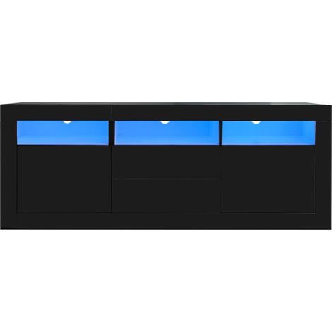 GagaMeuble TV laqué brillant 160x35x60 cm LED 70 pouces noir (1/5)