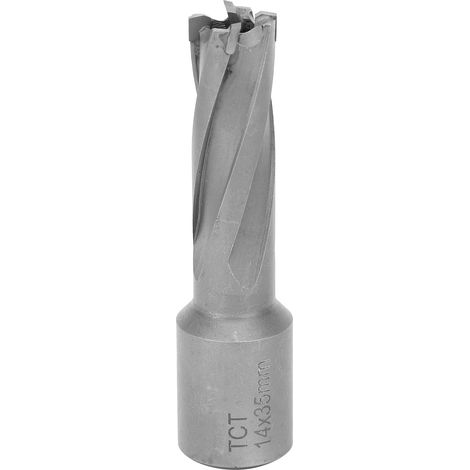 Trépan à noyau creux TCT 35x14mm pour ouverture manuelle, foret à queue plate, outil de perçage annulaire creux. (1/5)