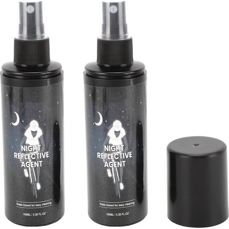 Lot de 2 bombes de peinture réfléchissante blanche phosphorescente de 100 ml, longue durée, pour vêtements, vélo et conduite nocturne. (1/5)