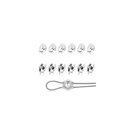 12PCS M2 Clips Serre Cable, Serre-Câbles en Acier Inoxydable M2 Pince, Pince Câble Métallique, pour Fixe 2mm Câble Métalliques, Cordes à Linge, Voiles de Soleil (1/5)