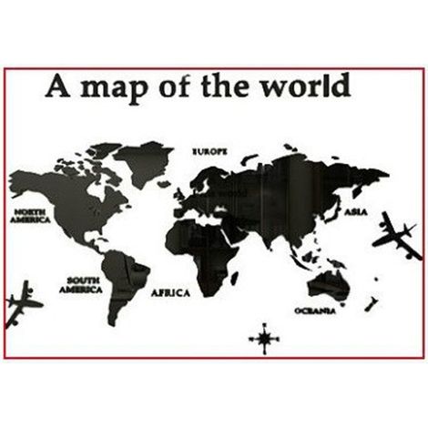 1 Autocollant mural, Carte du monde en 3D, Relief texturé, XXL 280x146cm, Salon Bureau (1/5)