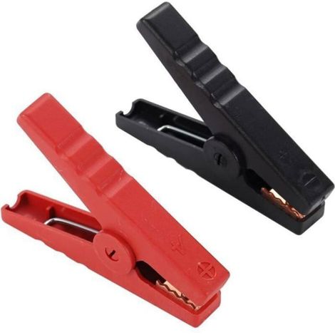 Pinces crocodiles pour batteries - - 96 mm - 100 A - Isolées - Rouge et noir - Ouverture 25 mm (1/4)