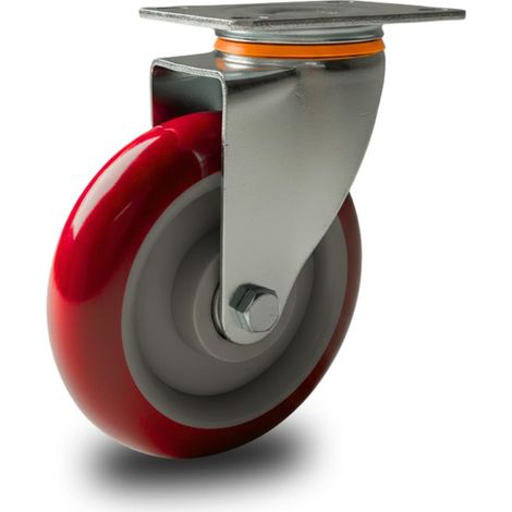 Set Rotella – Ruota Girevole 125mm silenziosa in Poliuretano Antitraccia, Alta Portata, Anti-Corrosione, Rotazione 360°, Ideali per Carrelli, Scaffali, Banchi da lavoro,Attrezzature