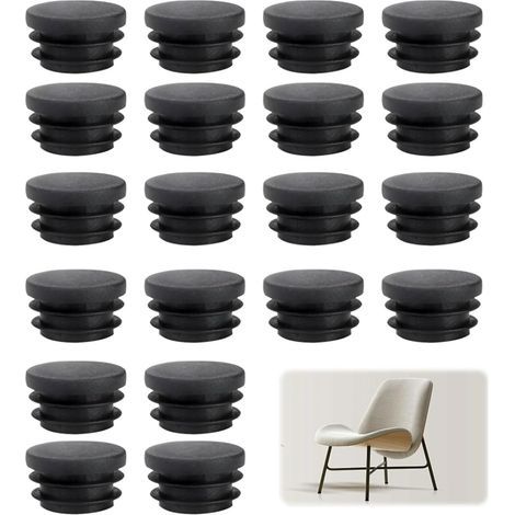 20 Bouchon Tube Rond, Plastique PE, Diamètre 25mm, Antidérapant, Pour Pieds De Chaise Et Table (1/5)