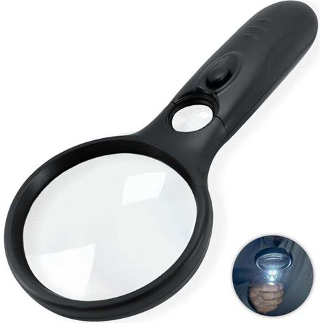 Loupe lumineuse 3x/45x, adaptée à la lecture de petits caractères, de cartes, de pièces de monnaie et de bijoux - Loupe LED pour les travaux de précision des personnes âgées.