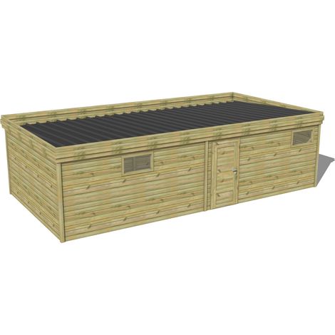 ABRI DE JARDIN bois traité 27mm, 9,1x4,3m, 39m2