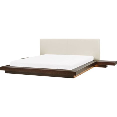 Bed with LED Faux Leather ZEN 180 x 200 cm (EU Super King) Dark Ash Wood (1/5)