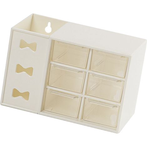 Lot blanc bureau 6 tiroirs anti-poussière rangement stylos étudiants fournitures (1/5)