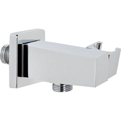 Coude de raccord mural Design 90°, chromé, 30 mm, mod. carré et support de douche (1/2)