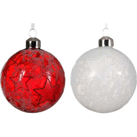 Sfera Natalizie con decoro stelle 8cm