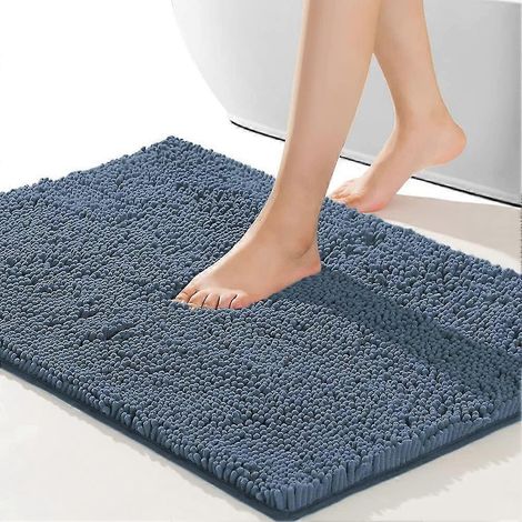 Tapis de bain bleu lac, 40 x 60 cm, antidérapant, épais, doux et résistant, séchage rapide, tapis moelleux pour baignoire, résistant à la pluie. (1/5)