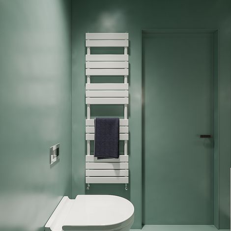 Acezanble White Flat Panel Heated Towel Rail Bathroom Ladder Radiator 1600 x 450mm (1/3)