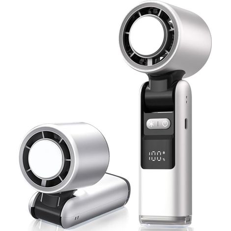 Ventilador portátil turbo ajustable de 100 velocidades, mini ventilador portátil recargable USB-C con almohadilla de enfriamiento – Blanco (1/5)