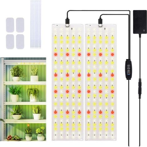 [NIEMALS VERWENDET] 2 Stück Pflanzenlampe LED Vollspektrum, 3 Beleuchtungs-Modi Pflanzen LED Licht, mit 3/9/12-Stunden-Timer für Zimmerpflanzen, Unterschrank-Wachstumslichter           [Energieklasse 