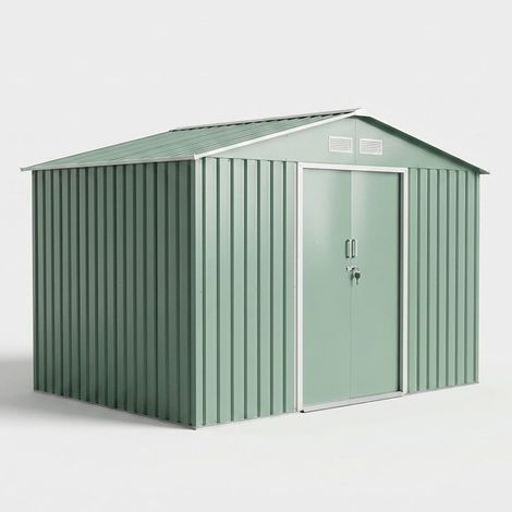 Caseta de jardín galvanizada verde con puerta amplia 277x195x193 Kelan (1/5)