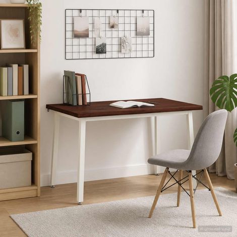 vidaXL 110 x 55 x 75 cm Madera de Acacia Sólida Marrón oscuro y Blanco (1/5)