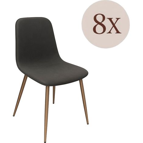 Set di Sedie Cabiate, 8 Sedie, Effetto Velluto, Imbottito, Grigio Scuro