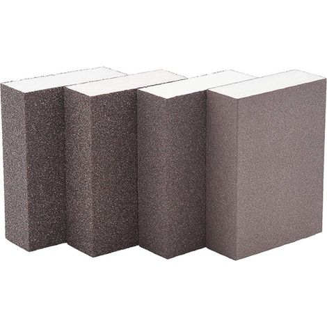 Lot de 4 blocs de ponçage, éponges abrasives réutilisables pour ponçage à sec et humide, avec 4 grains (60, 100, 180 et 220), papier de verre lavable à gros et fin grains pour bois, murs, voitures et  (1/5)