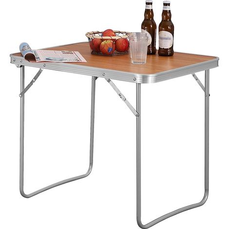 Woltu – Table de camping pliante aluminium MDF 70x60x50cm – Coins arrondis – Poignée intégrée – Capacité 15kg – Pour pique-nique et camping