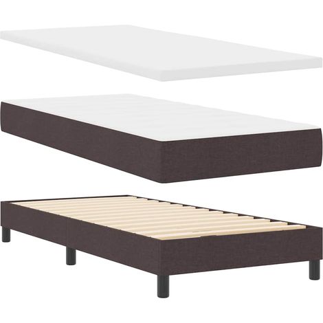 Box Spring Bed with Mattress Dark brown 80 x 200 cm Fabric vidaXL (1/5)