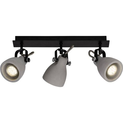 BRILLIANT lampe Thanos faisceaux spot 3-feuille noir mat / gris ciment  3x PAR51, GU10, 20W, adapté aux lampes à réflecteur (non incluses)  Échelle A ++ à E  Têtes pivotantes