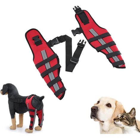 Genouillères pour Chien Attelle de Genou Chien Double Attelle de Jambe Arrière avec Support Flexible à Charnière en Métal et Ceintures de Sécurité Réfléchissantes ( Size :S) (1/5)